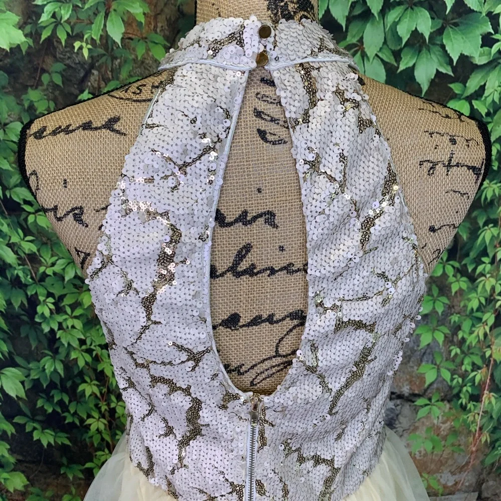 ENTRY French Vanilla Sequined Tulle Dress, Juniors Large/Women's Small - Picture 9 of 12